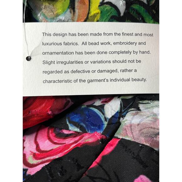 Aidan Printed Burnout Cocktail Dress In Black Multi Size 2 Floral Ruffle Hi Low - Picture 10 of 11